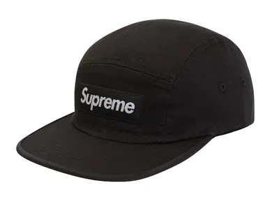 Pre-owned Supreme Washed Chino Twill Camp Cap (ss19) In Black