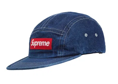 Pre-owned Supreme Washed Chino Twill Camp Cap (ss19) In Denim