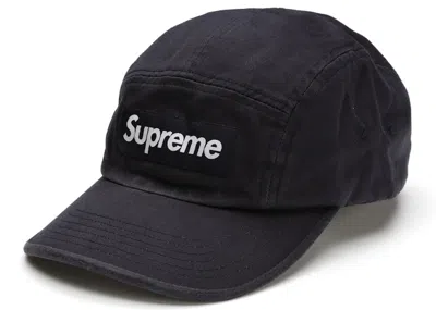 Pre-owned Supreme Washed Chino Twill Camp Cap (ss21) In Navy Blue