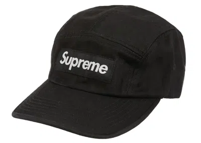 Pre-owned Supreme Washed Chino Twill Camp Cap (ss23) In Black