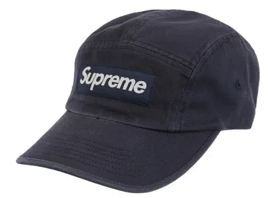 Pre-owned Supreme Washed Chino Twill Camp Cap (ss23) In Navy Blue