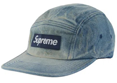 Pre-owned Supreme Washed Chino Twill Camp Cap (ss24) In Dirty Indigo