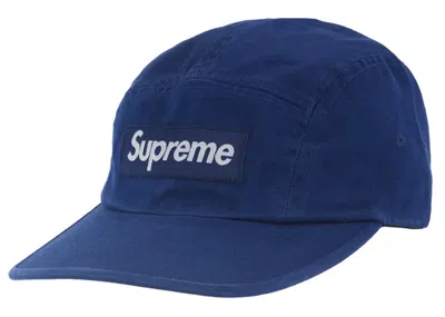 Pre-owned Supreme Washed Chino Twill Camp Cap (ss24) In Navy Blue