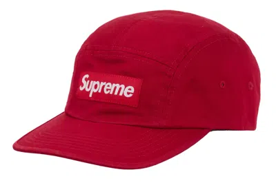 Pre-owned Supreme Washed Chino Twill Camp Cap Ss24 Red