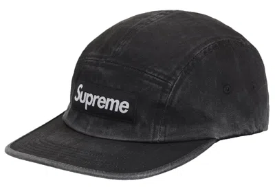 Pre-owned Supreme Washed Chino Twill Camp Cap (ss25) In Black