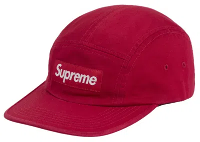 Pre-owned Supreme Washed Chino Twill Camp Cap (ss25) In Red