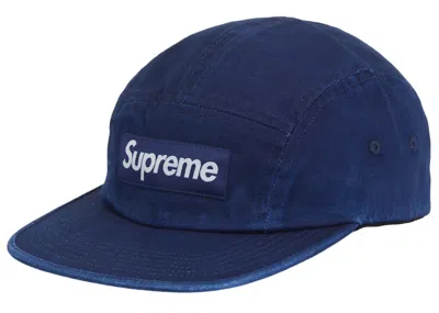 Pre-owned Supreme Washed Chino Twill Camp Cap (ss25) In Royal