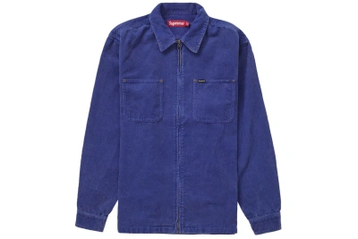 Pre-owned Supreme Washed Corduroy Zip Up Shirt Blue