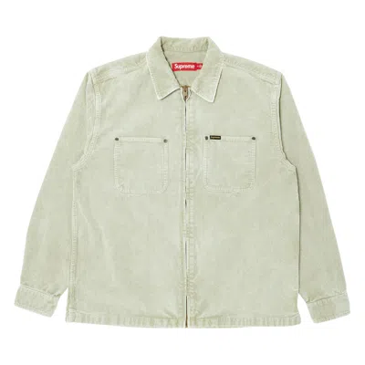 Pre-owned Supreme Washed Corduroy Zip Up Shirt 'tan'