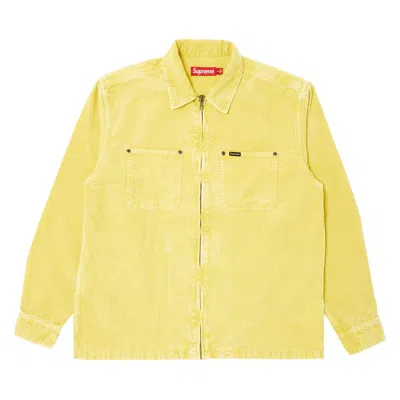 Pre-owned Supreme Washed Corduroy Zip Up Shirt 'yellow'