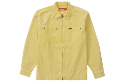 Pre-owned Supreme Washed Corduroy Zip Up Shirt Yellow