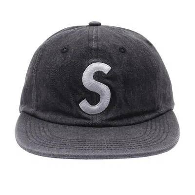 Pre-owned Supreme Washed Denim S Logo 6 Panel In Black
