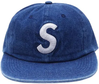 Pre-owned Supreme Washed Denim S Logo 6 Panel In Blue