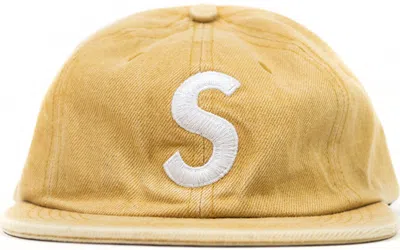 Pre-owned Supreme Washed Denim S Logo 6 Panel In Yellow