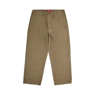 Pre-owned Supreme Washed Herringbone Chino Pant 'olive'
