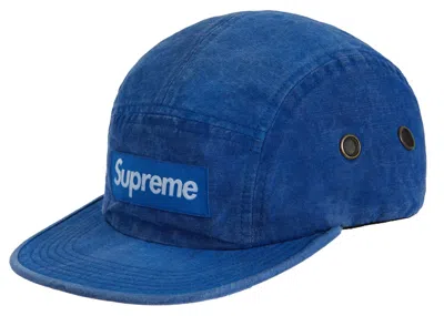 Pre-owned Supreme Washed Linen Camp Cap In Navy Blue