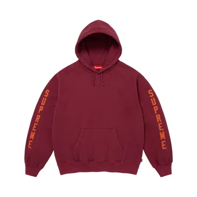 Pre-owned Supreme Washed Logo Hooded Sweatshirt 'cardinal' | Red | Men's Size M