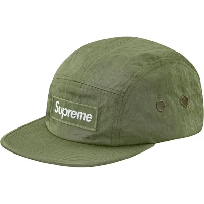 Pre-owned Supreme Washed Nylon Camp Cap In Olive