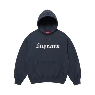 Pre-owned Supreme Washed Old English Hooded Sweatshirt 'navy' | Blue | Men's Size M