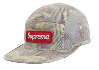 Pre-owned Supreme Washed Out Camo Camp Cap In Woodland Camo