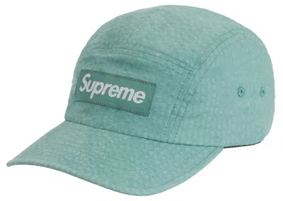 Pre-owned Supreme Washed Seersucker Camp Cap In Sage In Green