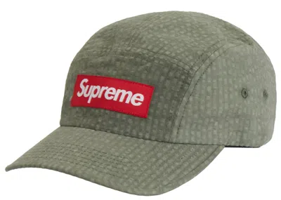 Pre-owned Supreme Washed Seersucker Camp Cap In Taupe