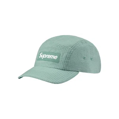 Pre-owned Supreme Washed Seersucker Camp Cap 'sage' | Green | Men's Size Onesize