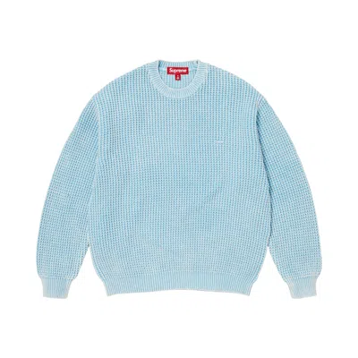 Pre-owned Supreme Washed Small Box Waffle Sweater 'light Blue' | Men's Size M