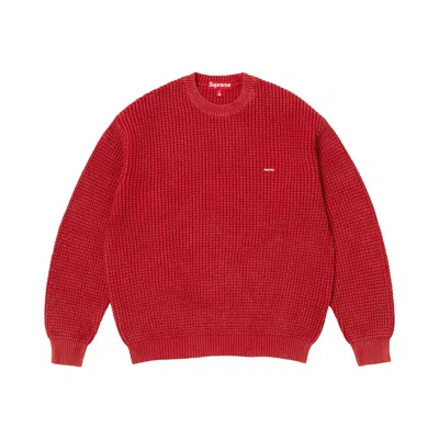 Pre-owned Supreme Washed Small Box Waffle Sweater 'red' | Men's Size M