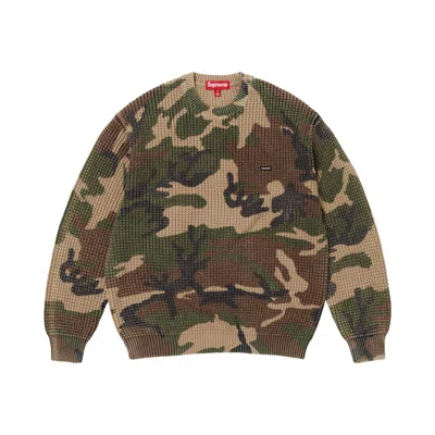 Pre-owned Supreme Washed Small Box Waffle Sweater 'woodland Camo' | Brown | Men's Size M