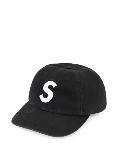 Supreme Washed-canvas S Logo Cap In Black