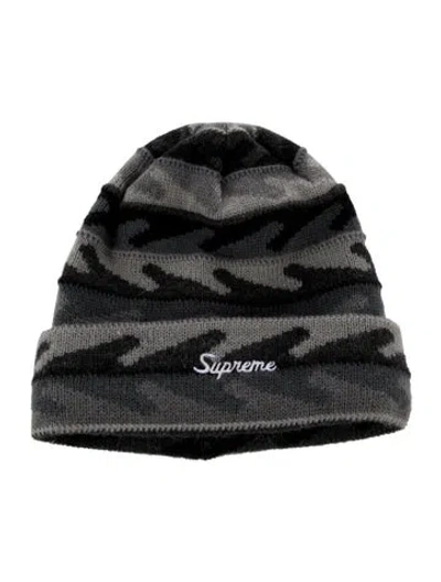 Pre-owned Supreme Wave Stripe Beanie In Gray