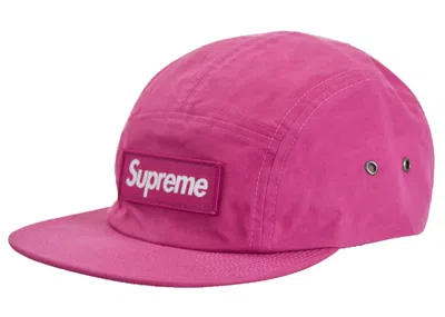 Pre-owned Supreme Waxed Cotton Camp Cap (fw23) In Magenta In Purple