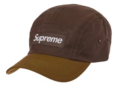 Pre-owned Supreme Waxed Cotton Camp Cap In Brown