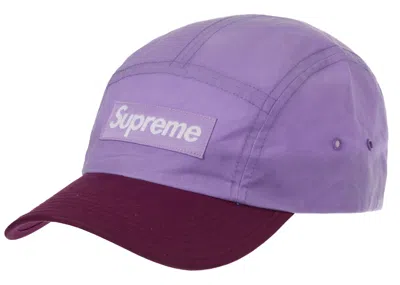 Pre-owned Supreme Waxed Cotton Camp Cap In Purple