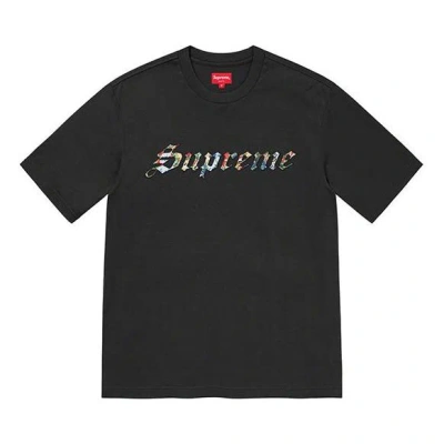 Supreme Week 6 Floral Applique Shirt Flowers Logo Short Sleeve Unisex In Black