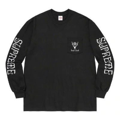 Supreme Week 9 X South2 West8 L S Pocket Tee In Black