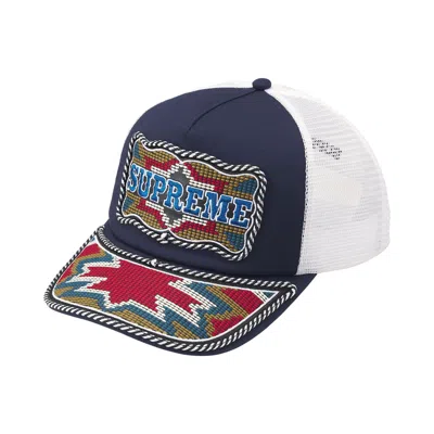 Pre-owned Supreme Western Embroidered Mesh Back 5-panel 'navy' | Blue | Men's Size Onesize