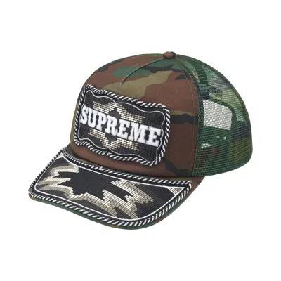 Pre-owned Supreme Western Embroidered Mesh Back 5-panel 'woodland Camo' | Brown | Men's Size Onesize
