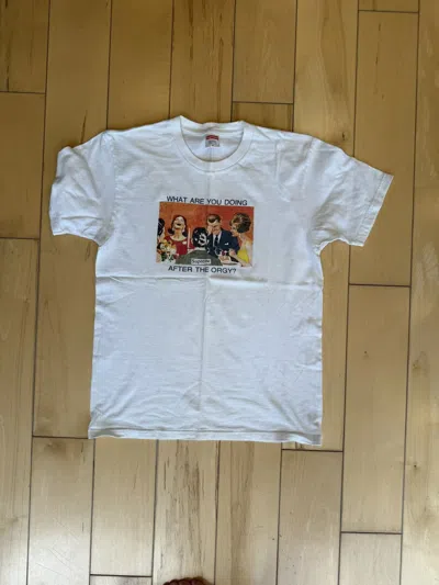 Pre-owned Supreme What Are You Doing After The Orgy? T-shirt In White