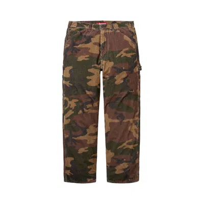 Pre-owned Supreme Wide Wale Corduroy Painter Pant 'woodland Camo' | Green | Men's Size 34