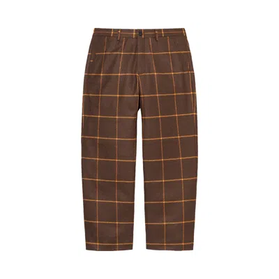Pre-owned Supreme Windowpane Wool Trouser 'brown' | Men's Size 34