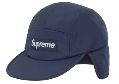 Pre-owned Supreme Windstopper Earflap Camp Cap (fw24) In Navy Blue