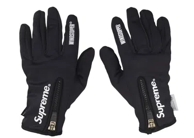 Pre-owned Supreme Windstopper Zip Gloves In Black