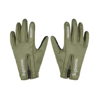Pre-owned Supreme Windstopper Zip Gloves 'olive' | Green | Men's Size Xl