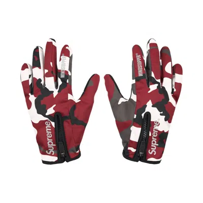 Pre-owned Supreme Windstopper Zip Gloves 'red Camo' | Men's Size Xl