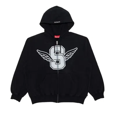 Pre-owned Supreme Wings Zip Up Hooded Sweatshirt 'black' | Men's Size M