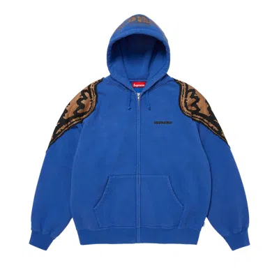 Pre-owned Supreme Wings Zip Up Hooded Sweatshirt 'royal' | Blue | Men's Size S