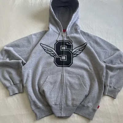 Pre-owned Supreme Wings Zip Up Hoodie Ss25 Grey L In Gray