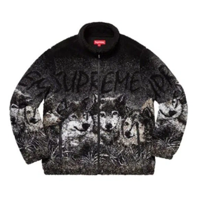 Supreme Wolf Fleece Jacket 'black White'
